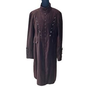 Vintage Newport News Brown Velvet Military Coat Jacket Size 14 dark academia